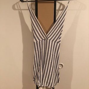 Blue and White pinstripe romper
